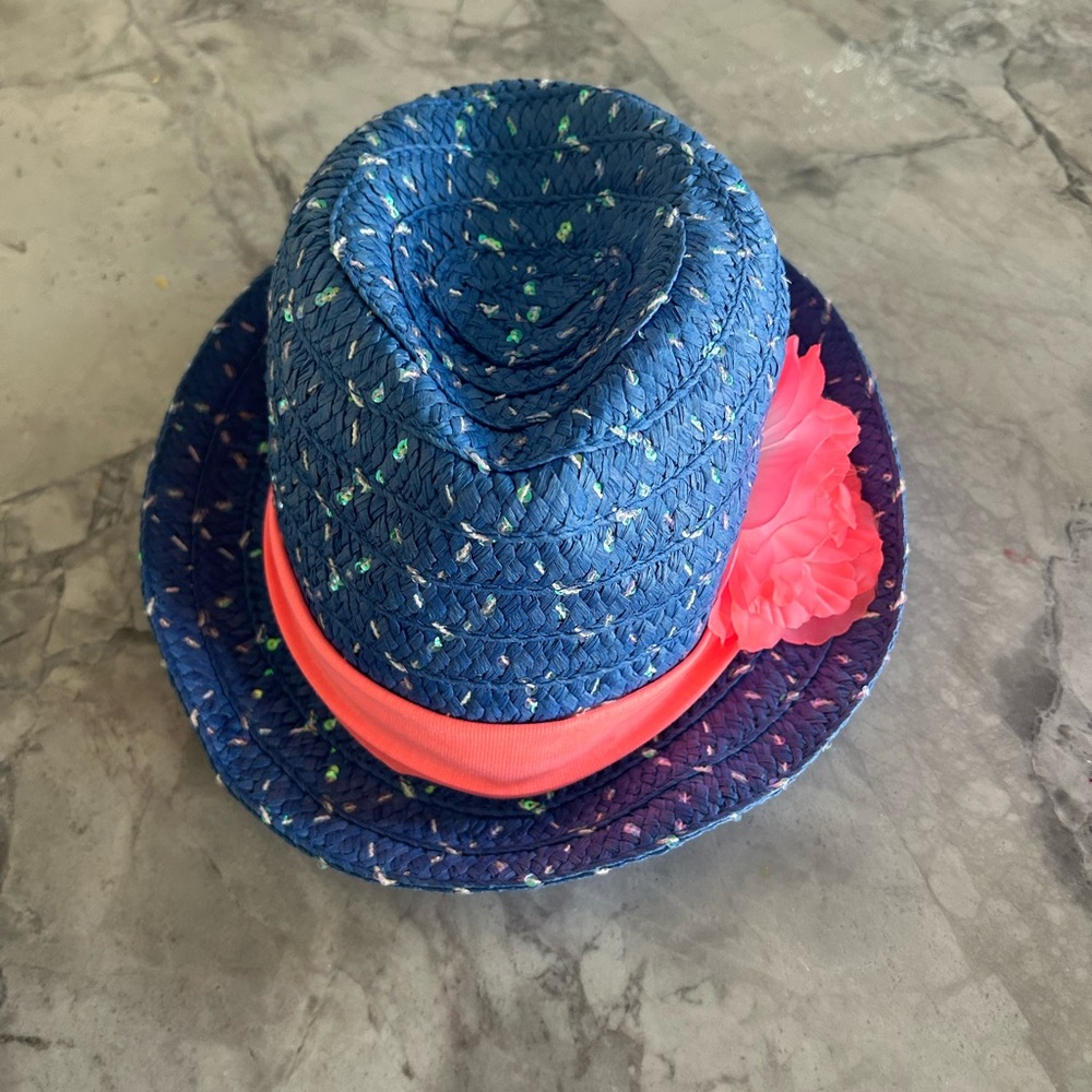 Bright blue/neon pink girls fedora